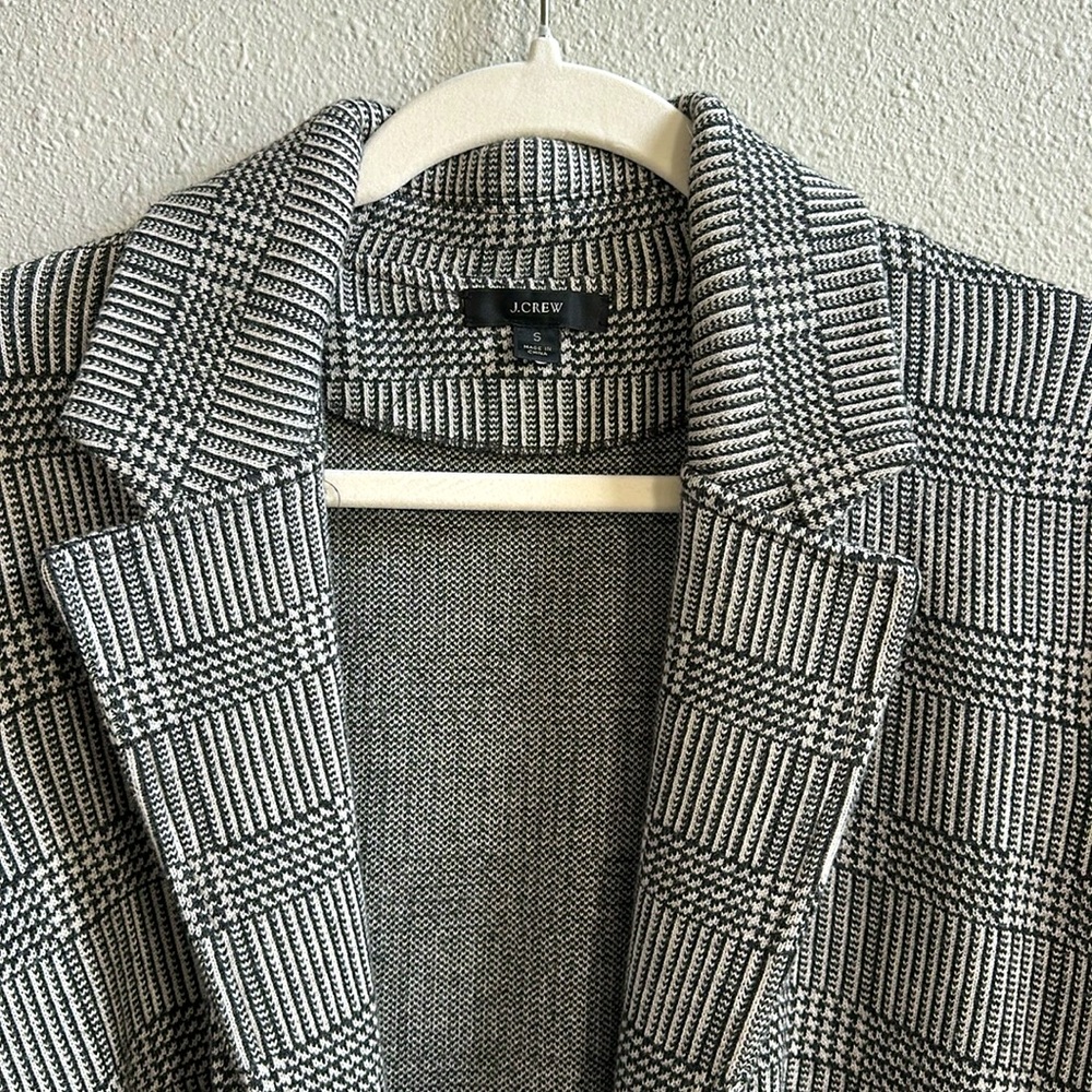 Jcrew Sweater Blazer size Small, black and white plaid